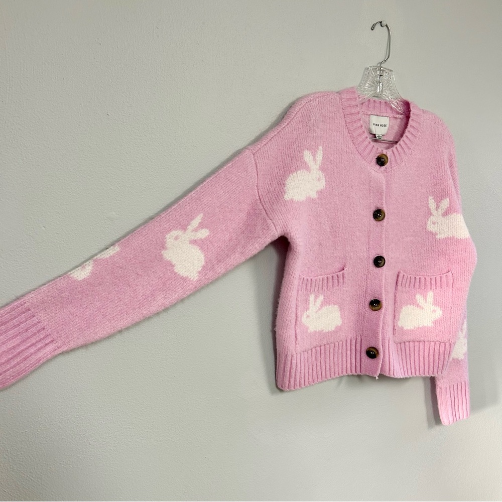 PINK ROSE 🐰 Pink Bunny Button Front Cardigan - Mtpl Sizes - Picture 4 of 5